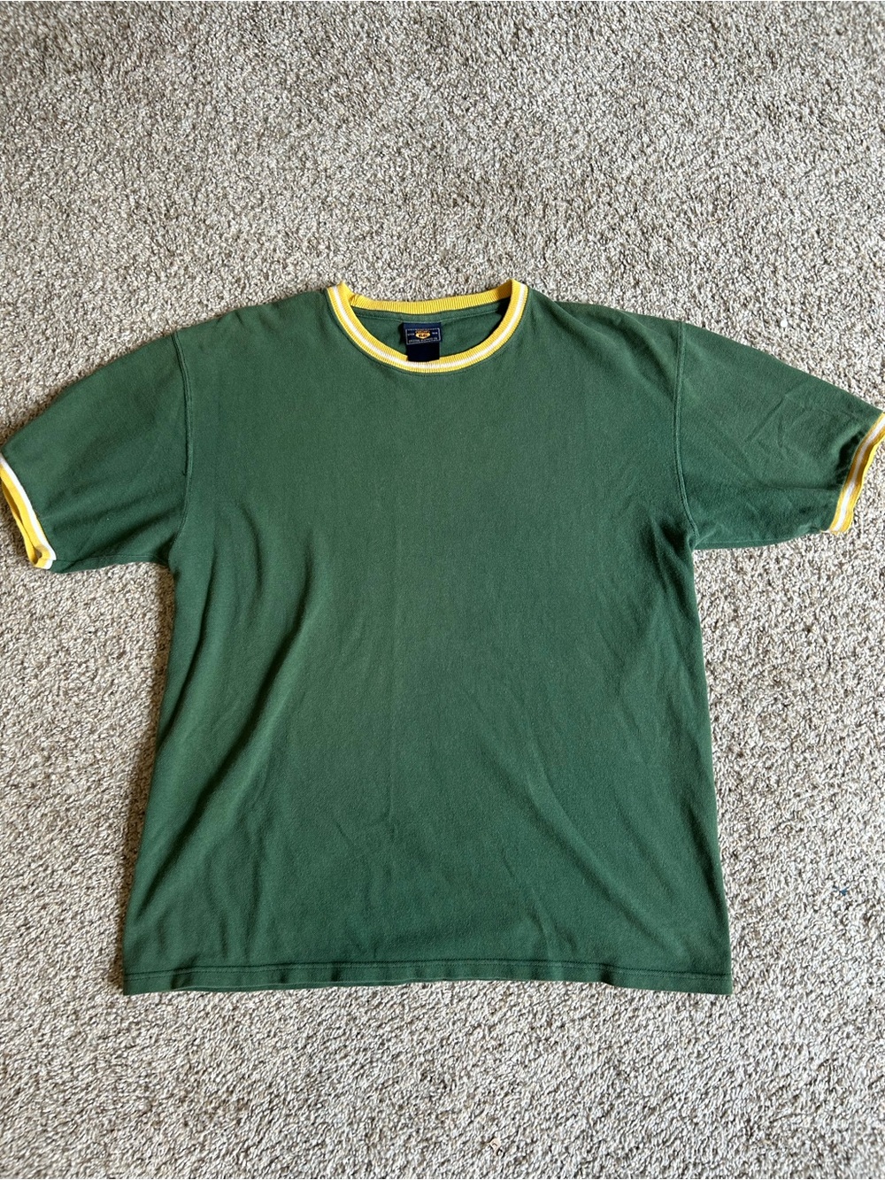 Route 66 Green Short Sleeve Ringer Tee with Yellow Trim